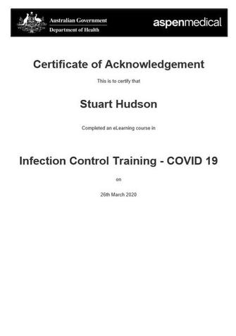 GOVERNMENT INFECTION CONTROL CERTIFIED (COVID-19) MARCH 2020