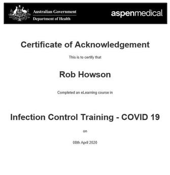 GOVERNMENT INFECTION CONTROL CERTIFIED (COVID-19) APRIL 2020