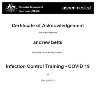 GOVERNMENT INFECTION CONTROL CERTIFIED (COVID-19) APRIL 2020